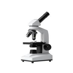 Fototapeta premium Isolated, modern, scientific microscope displayed against a black backdrop.