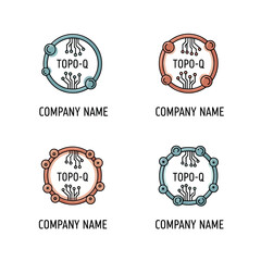 Obraz premium Set of Four Technology Logos with Circuit Board Design.