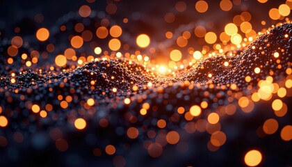 Abstract Data Network Visualization Golden Light and Dark Background