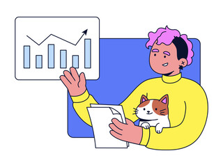 Young woman giving a presentation online