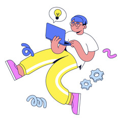 Young man working on laptop