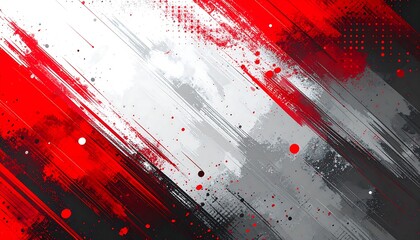 Abstract diagonal brushstrokes in red, white, and grey