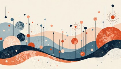 Abstract Landscape Illustration Modern Art Design for Backgrounds