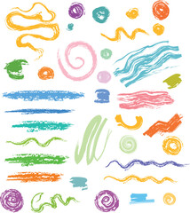 Colorful Abstract Brushstroke Doodles with Swirls, Zigzags, and Artistic Textures