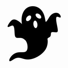 Black halloween ghost vector isolated on white background
