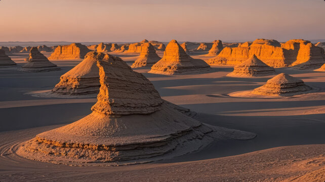 Yardang Landform in a Desert and Gobi for a Geopark and Natural Scenery Background