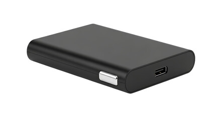 Black Rectangular Power Bank with USB- C Port Keywords: power bank, portable charger, battery