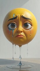 Sad emoji dripping with water