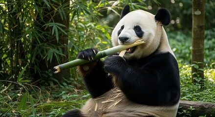 Obraz premium Panda Eating Bamboo. (3)