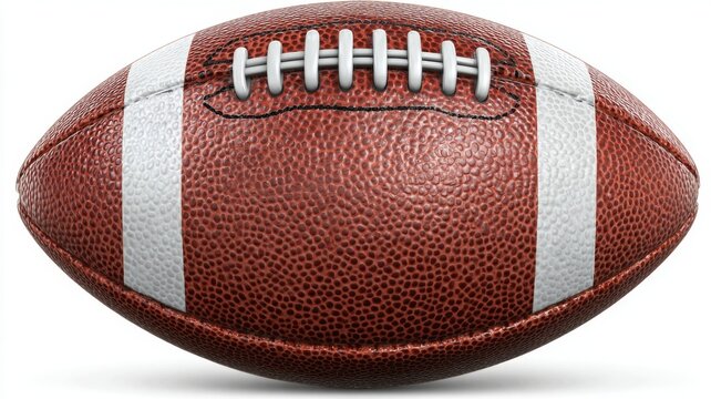 Close up of classic brown leather american football ball isolated on transparent background for sports training, athletics competition, team strategy, and game design concepts