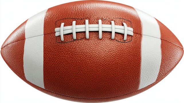 Close up of classic brown leather american football ball isolated on transparent background for sports training, athletics competition, team strategy, and game design concepts
