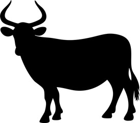 Cow Silhouette Vector | Farm Animal, Cattle, Bull, Dairy Clipart Design