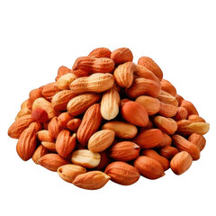 a pile of peanuts isolated on white and transparent background.