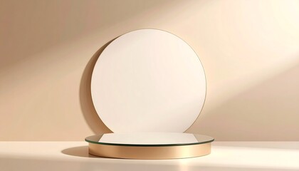 Minimalist Display Podium with Circle Backdrop and Shadow