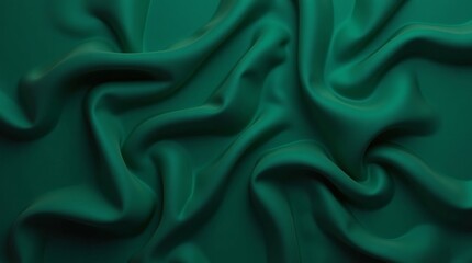 Fototapeta premium Luxurious emerald green silk fabric drapes elegantly with soft folds creating a rich, sophisticated texture ideal for fashion or decor backgrounds.