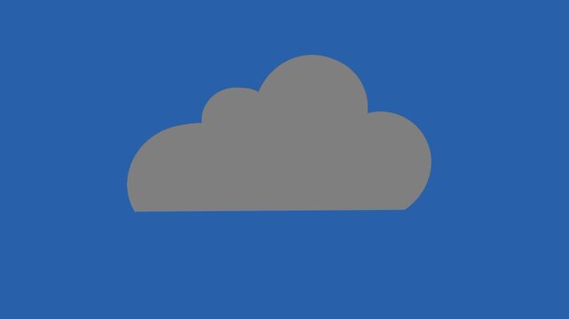 Rainy weather animation with cloud and falling rain. Forecast concept with simple visual. Minimal style weather symbol.