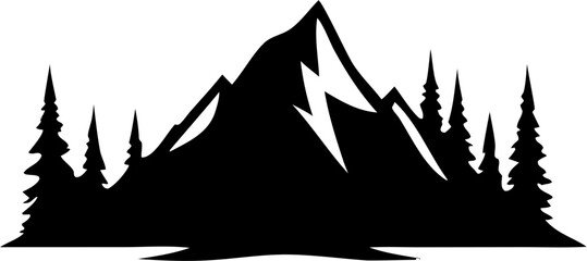 Mountains Silhouette Vector | Landscape, Peaks, Nature, Outdoor Clipart Design