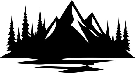 Mountains Silhouette Vector | Landscape, Peaks, Nature, Outdoor Clipart Design