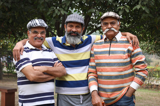 Indian happy male seniors life enjoying in garden