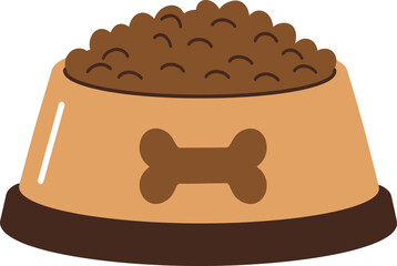 Full bowl of delicious dog food with bone emblem for healthy pet nutrition and feeding time joyful moments isolated on transparent background