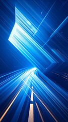 Abstract digital art, vibrant blue streaks and light