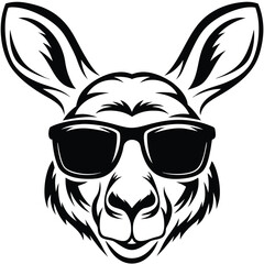 Monochrome kangaroo mascot wearing sunglasses creates a bold, striking, and iconic animal design