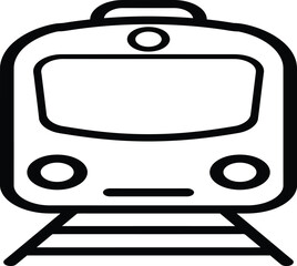 Modern train front view simple outline icon symbol transportation and travel concept clean line art for digital and print projects isolated on transparent background