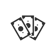 Black Flat Icon of Money Banknotes and Cash Currency