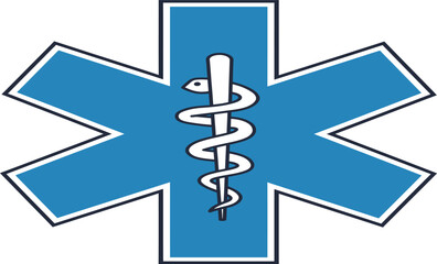 Star of life emblem medical symbol caduceus icon for emergency services healthcare and first responders isolated on transparent background