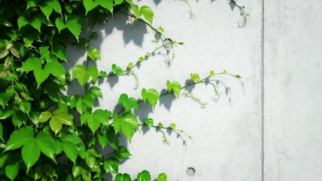 Green climbing vines slowly extend their tendrils across a wall, demonstrating persistent growth in a captivating timelapse texture, urban garden, vegetation