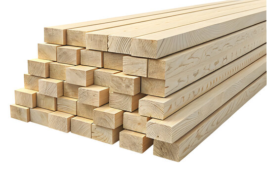 Isolated 2x4 wood boards isolated on white or transparent background
