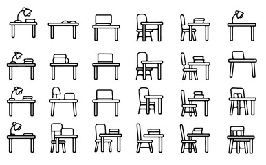 Dining table and chairs line icon