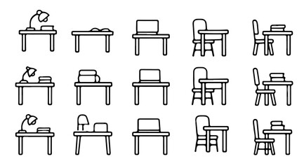 Dining table and chairs line icon