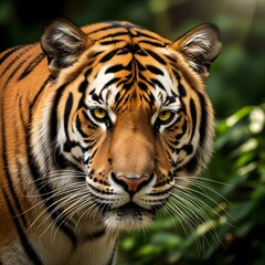 Obraz premium Intense Gaze A Majestic Tiger Portrait in Natural Light