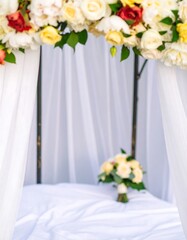 Floral archway with bouquet