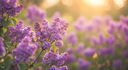 Lilac blossoms sunrise