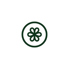 Dark green flower icon on transparent background