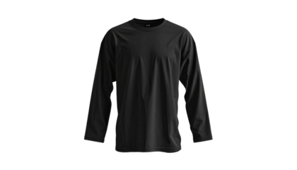 A full, dark gray long-sleeve t-shirt against a black background, highlighting its smooth texture and simple design.