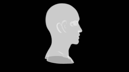 Minimalist Artistic Silhouette of Human Head on Black Background Illuminating