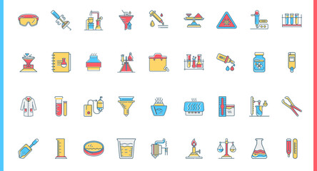 Fototapeta premium collection laboratory science research chemistry flat icons