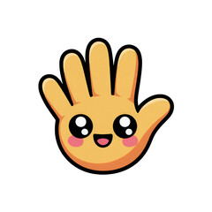 Cute cartoon hand waving hello on transparent background