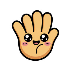 Cute cartoon hand with a happy facial expression on transparent background