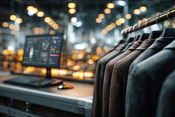 Modern Clothing Display In Factory Interior