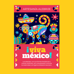 Colorful Alebrije Illustrations Representing Mexican Cultural Heritage Poster