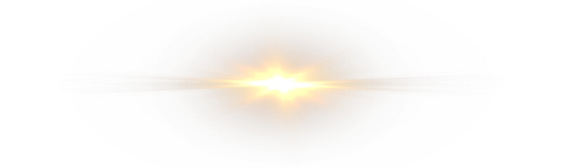 Yellow sun rays with glowing sparkle.