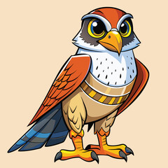 Cartoon falcon with stylized plumage