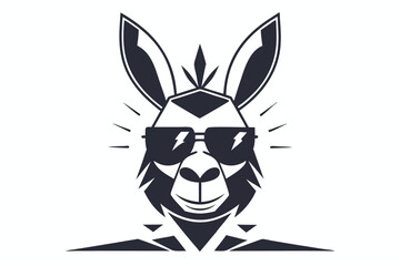 Silhouette of a kangaroo wearing sunglasses and geometric shapes create a modern design