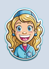 Young girl in light blue lab coat smiling