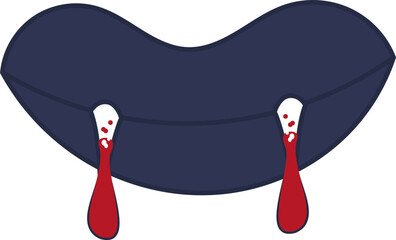 Spooky illustration of dark vampire lips with fangs dripping blood. Perfect for Halloween decorations, party invitations, or horror-themed designs.