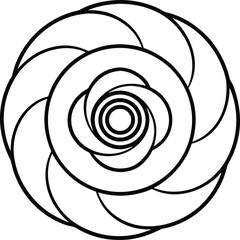 Black and white abstract swirl spiral design vector icon pattern